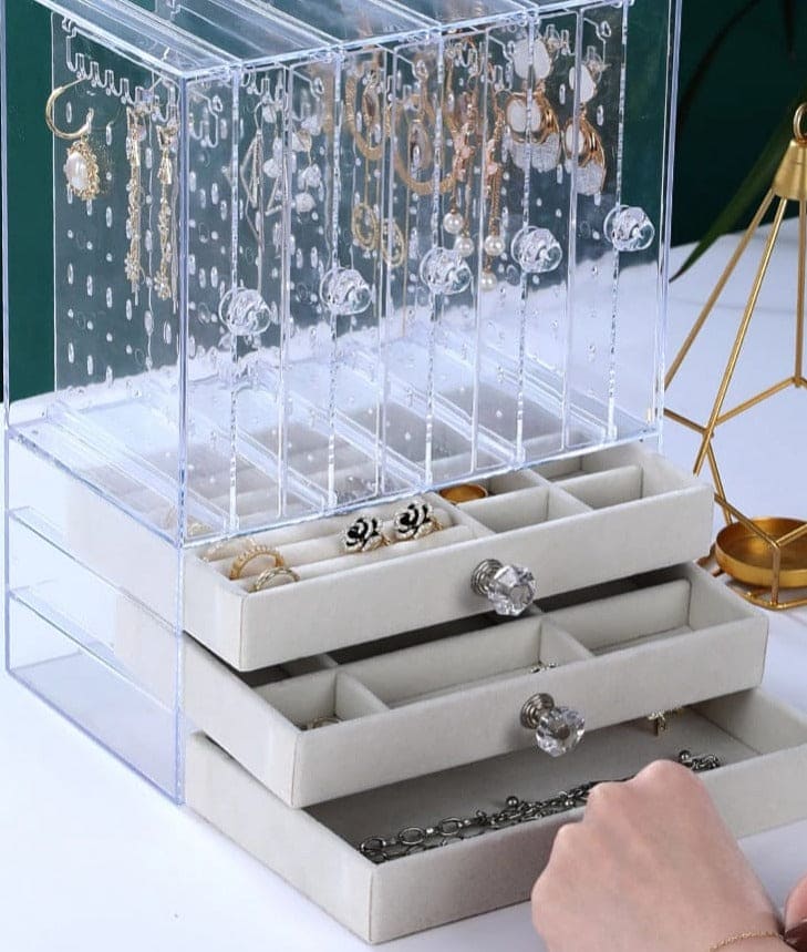 Acrylic Display Jewellery Stand With Drawers, High-End Exquisite Jewellery Organizer Acrylic Display Jewellery Stand With Drawers, High-End Exquisite Jewellery Organizer